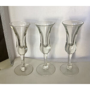 Apertif Cordial Glasses Tulip Stemmed Set of 3 Vintage Barware 6” Tall